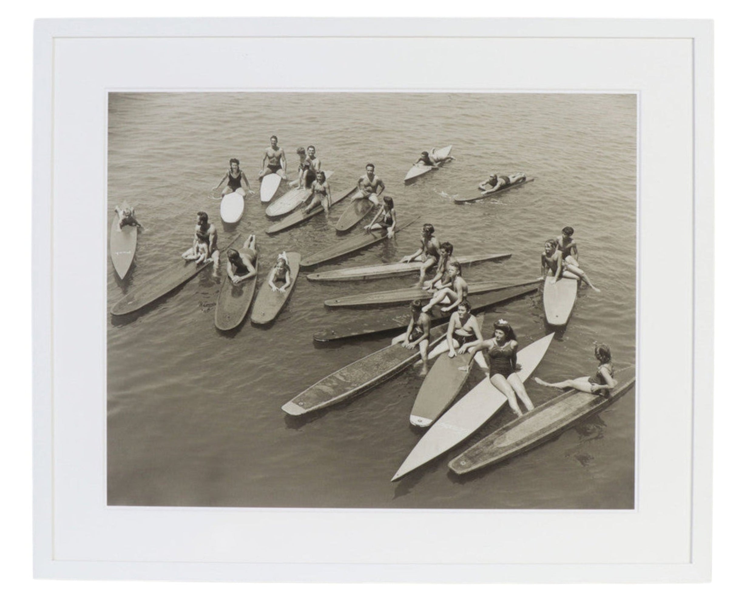 Archival Surf Photo Pier Posse Santa Monica Surf Paddleboard White Wood