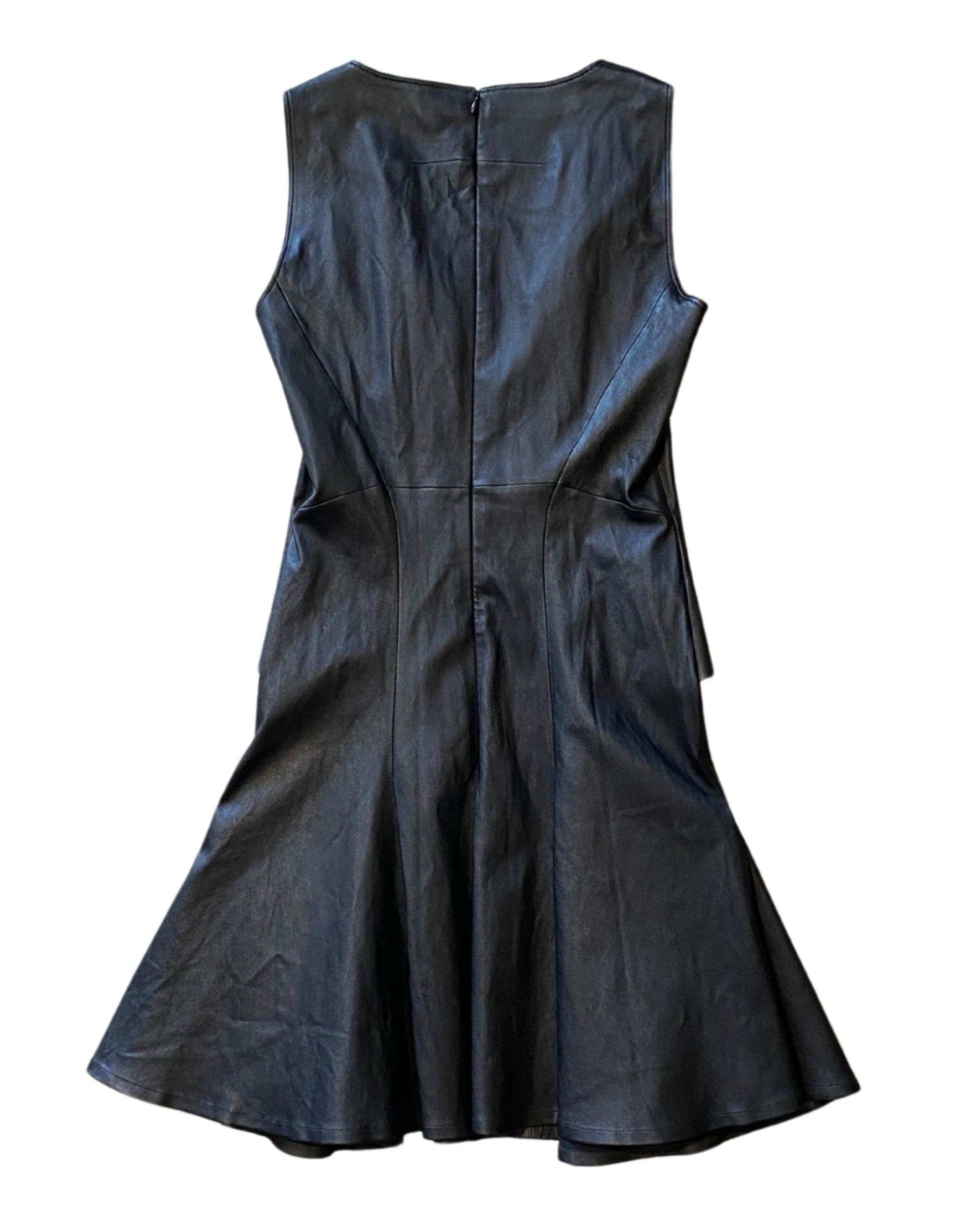 Givenchy Black Leather Dress 1990s Back.
