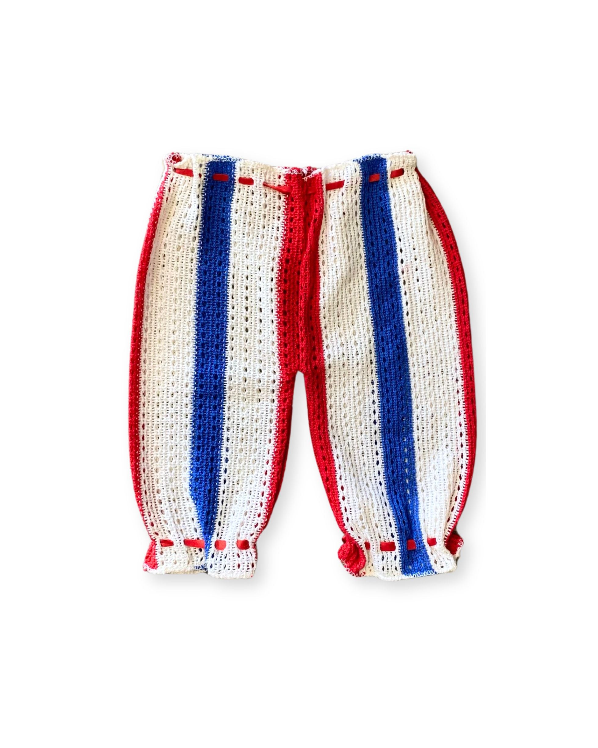 Vintage Hand-Knit Infant Pants – Red White & Blue Americana Back