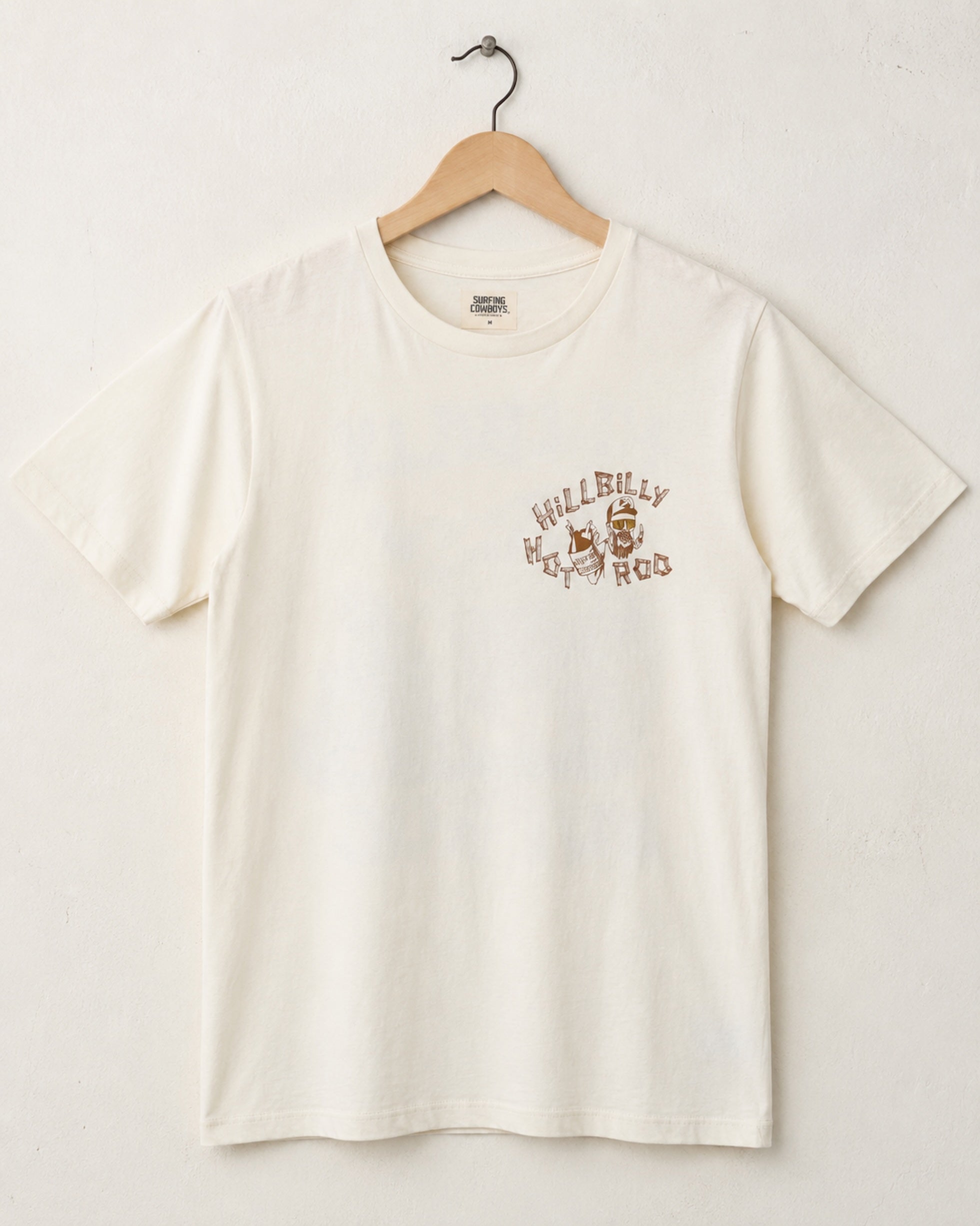 Hillbilly Hot Rod Classic T-Shirt – Cream – Surfing Cowboys