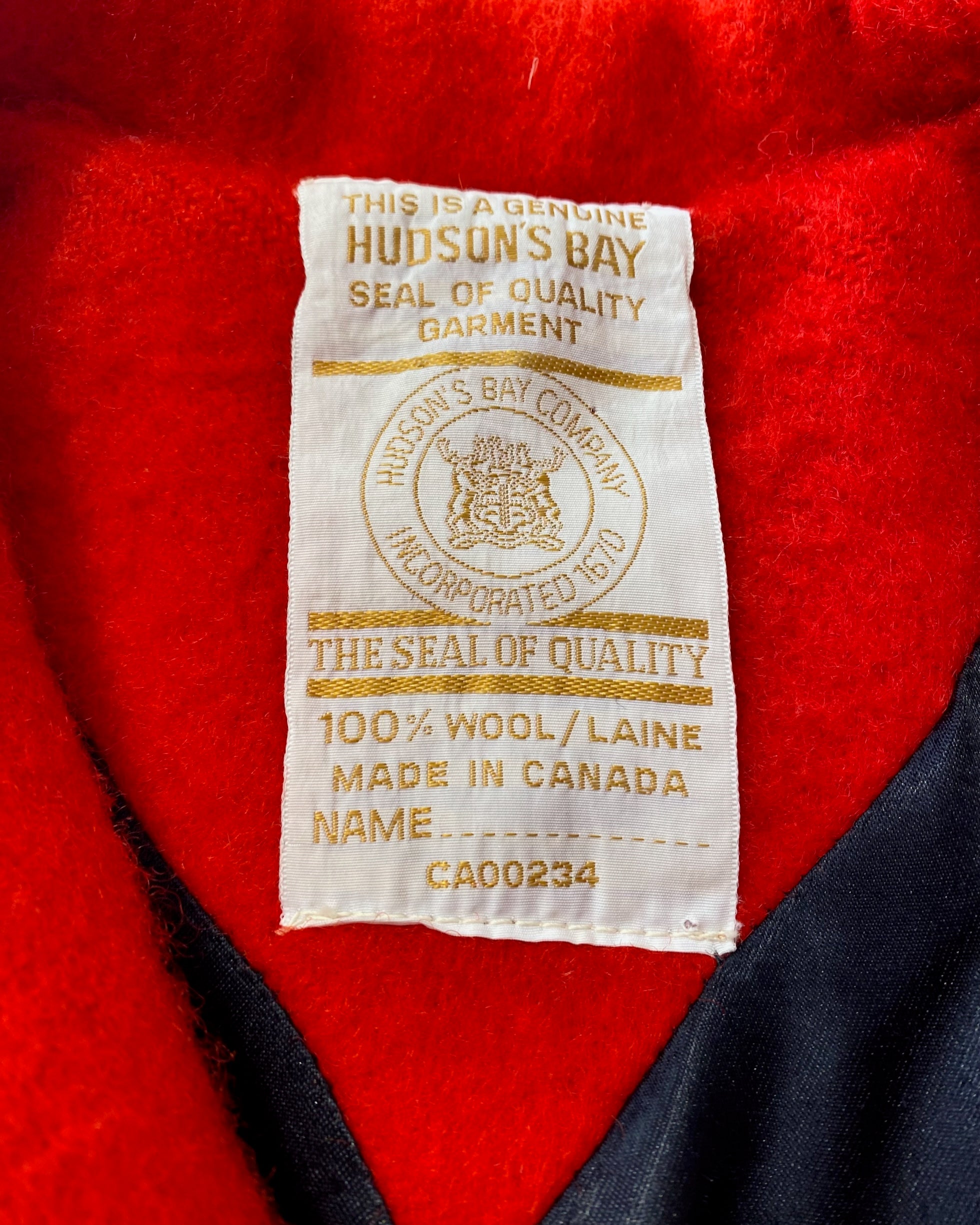 Vintage Hudson Bay Red and Black Wool Coat 1970s