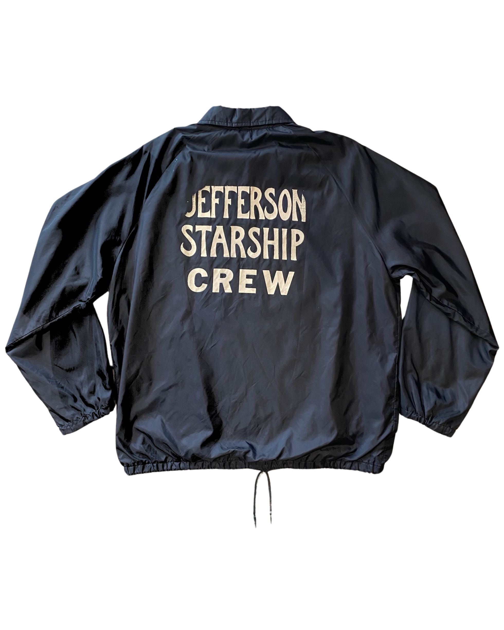 Authentic 1970s Jefferson Starship Crew Jacket, Black Nylon
