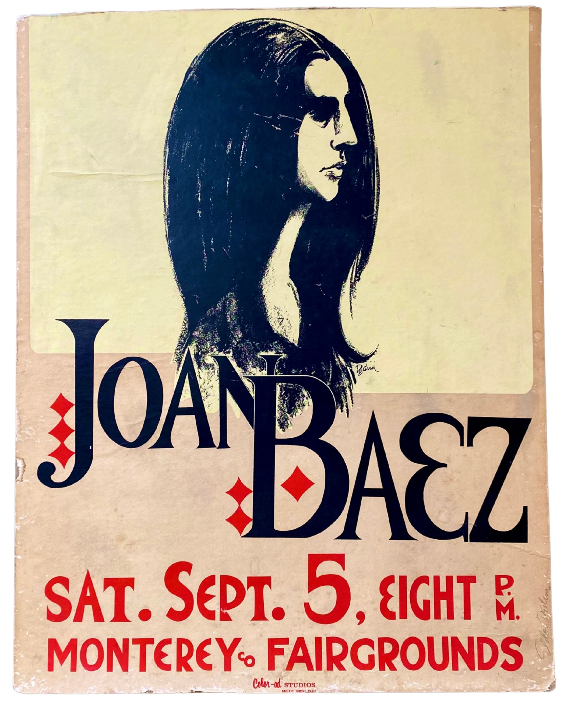 Joan Baez 1964 Monterey Benefit Concert Poster