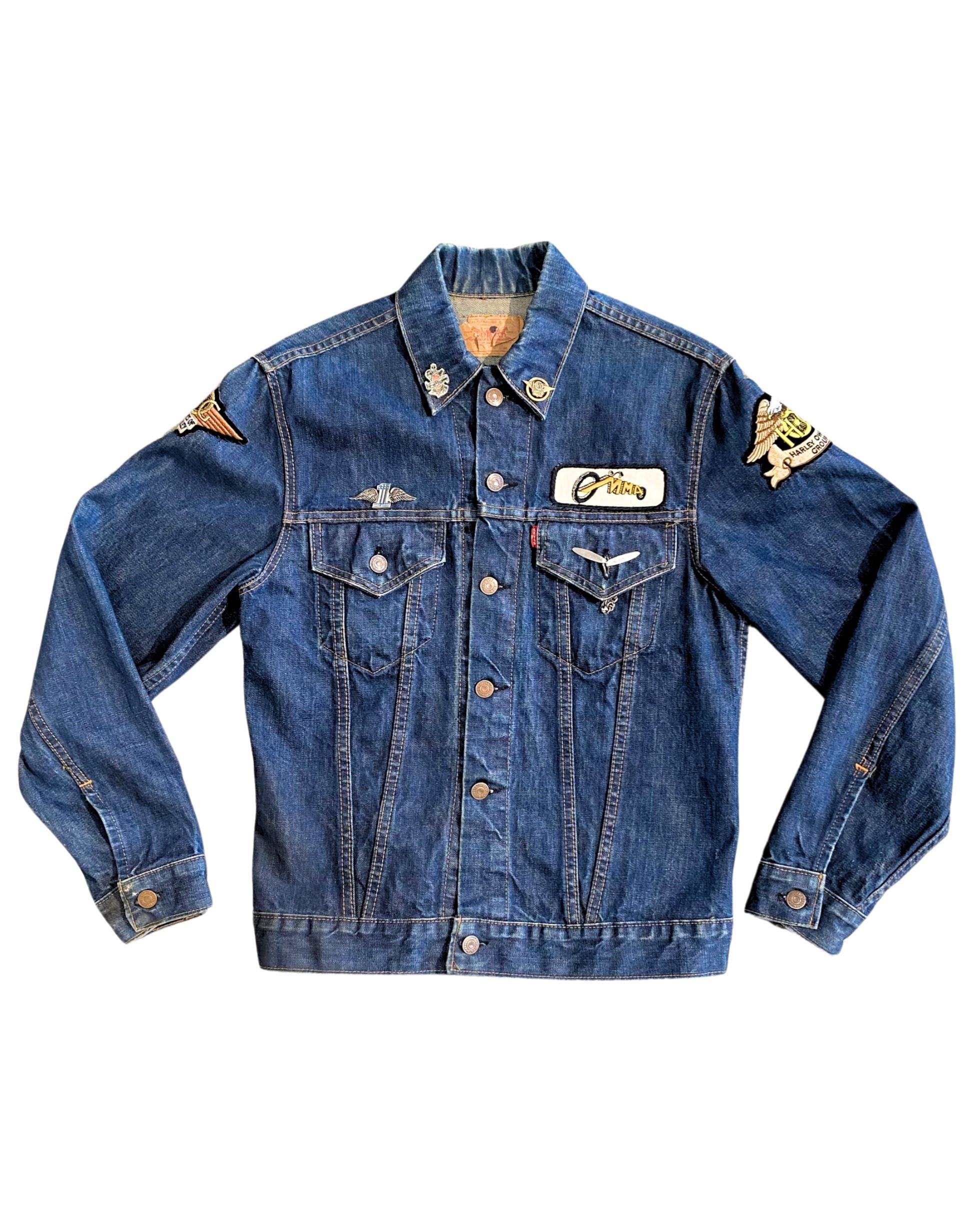 Vintage 1960s Levi's Big E Denim Jacket – Harley Davidson Patches – Women’s Large – USA Made