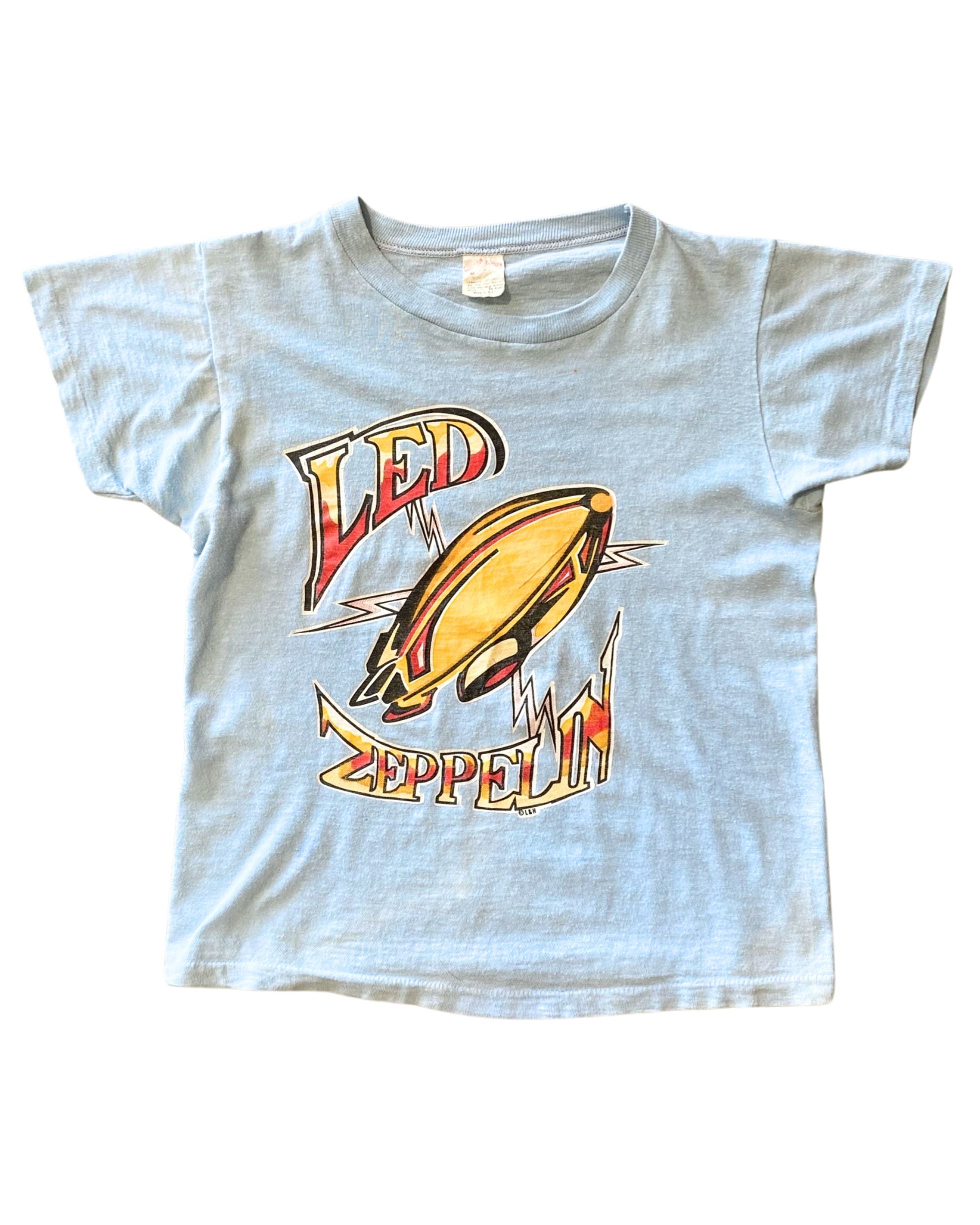 Original 1970s Led Zeppelin Youth T-Shirt – Blue – Size 8–10 – USA Made
