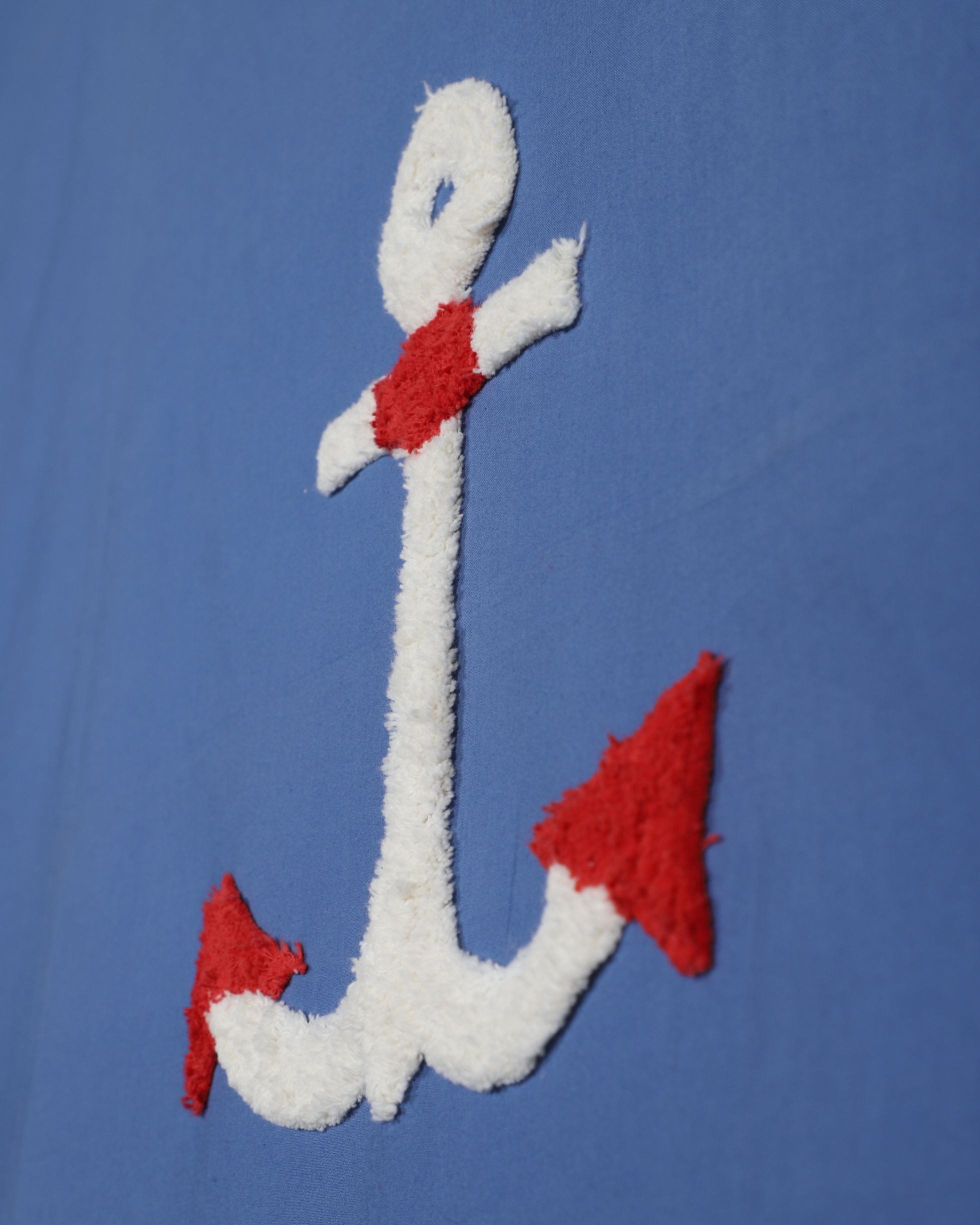 Nautical Chenille Drape – Blue with Red, White Accents (1950s-60s)