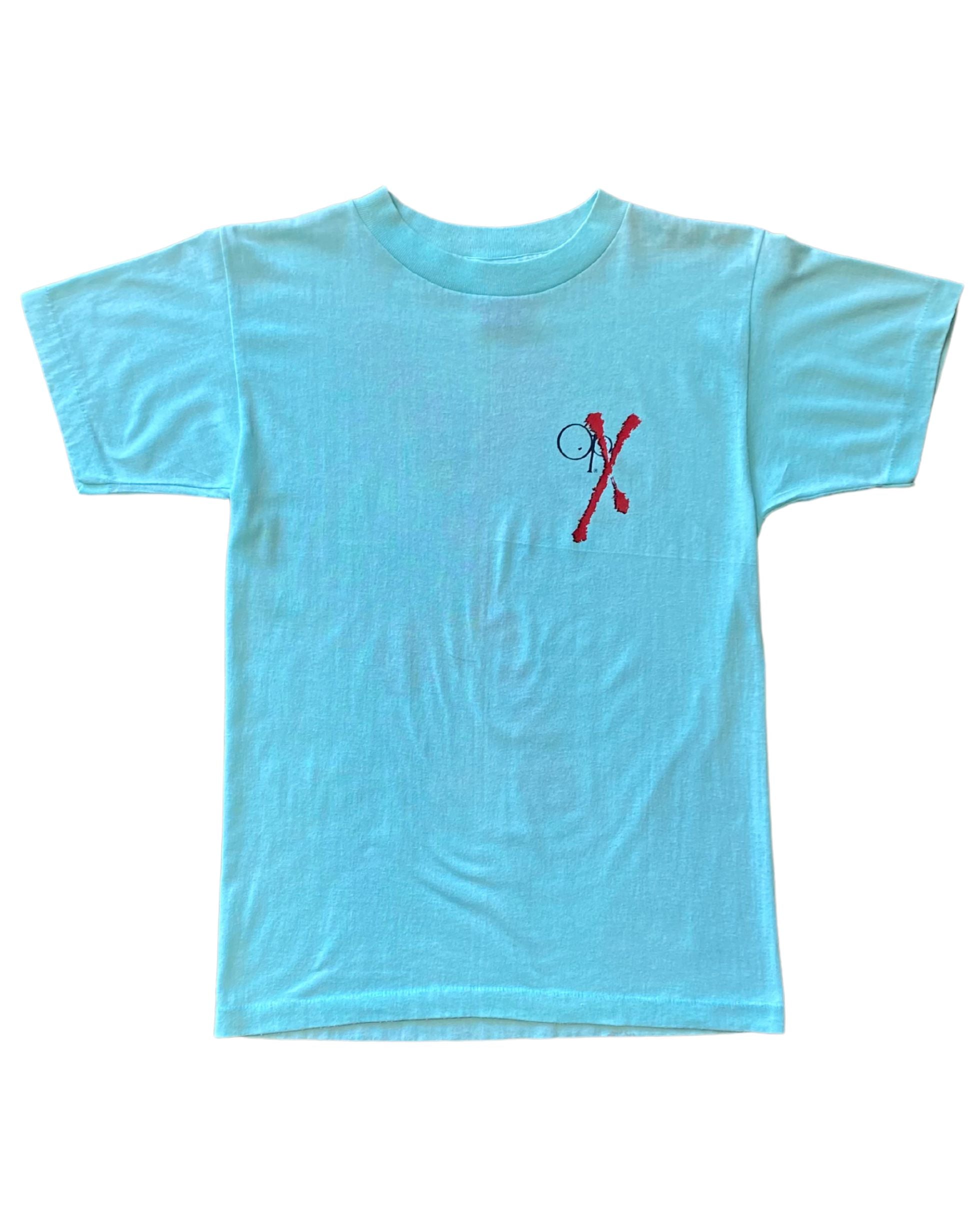 Ocean Pacific OP X Logo T-Shirt Aqua 1980s USA (Size L)