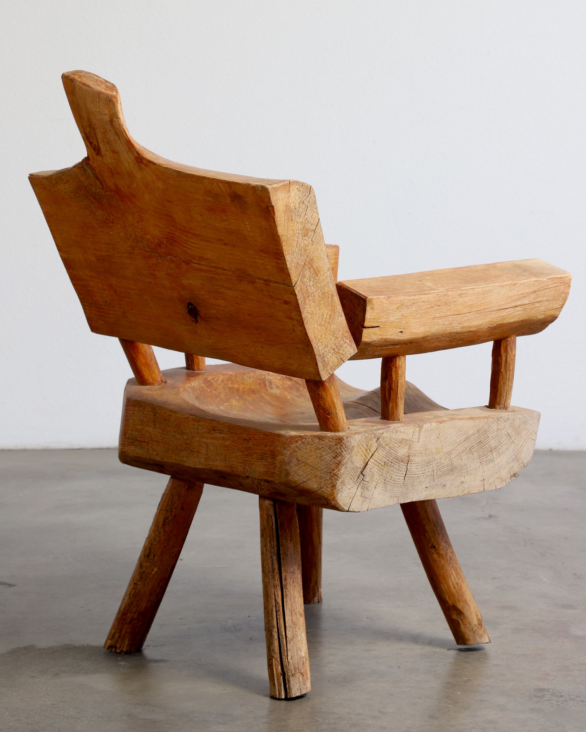 Rustic Wood Chair and Table Set (1960s, Mexico)