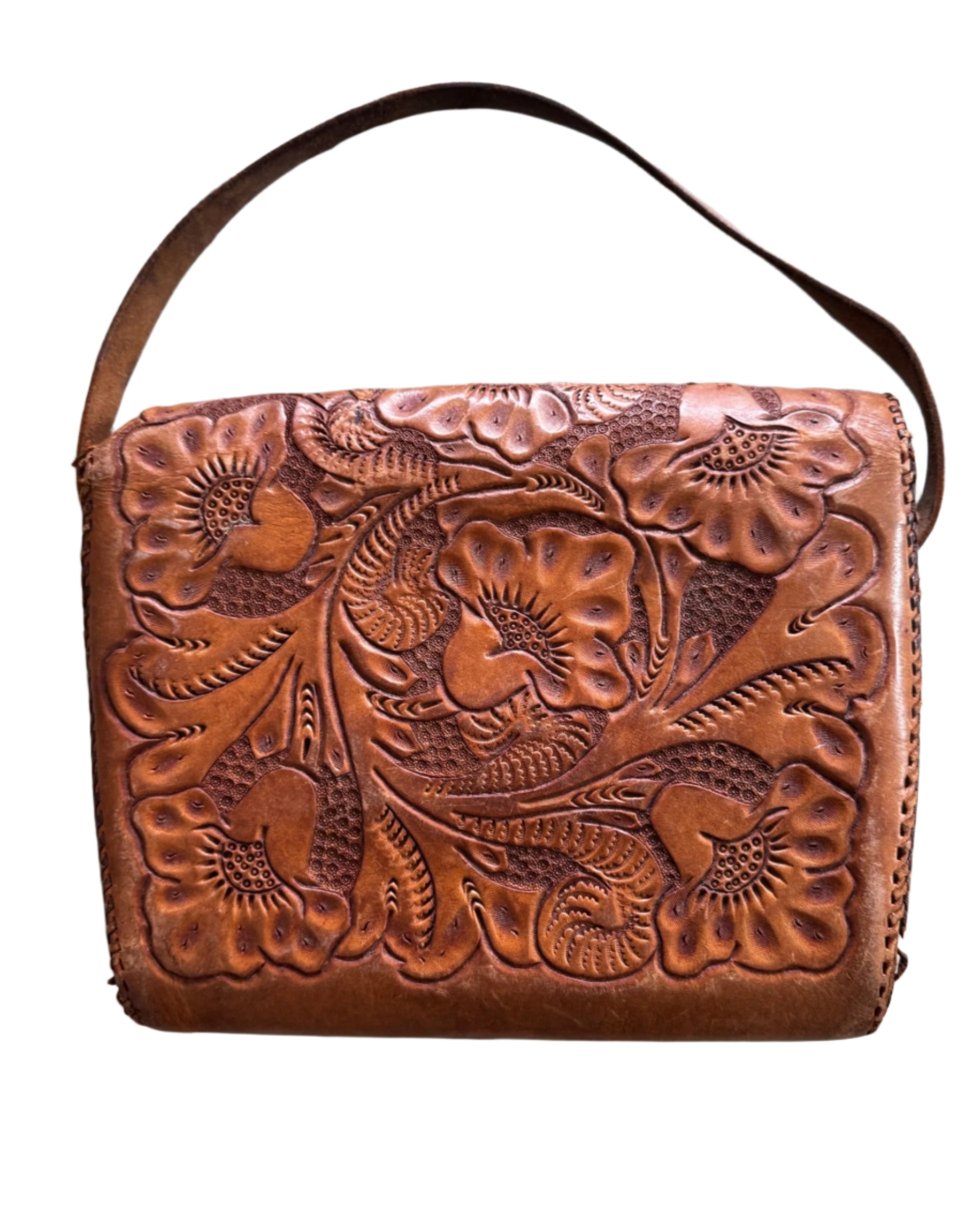 Tooled Leather Western Purse As is back.