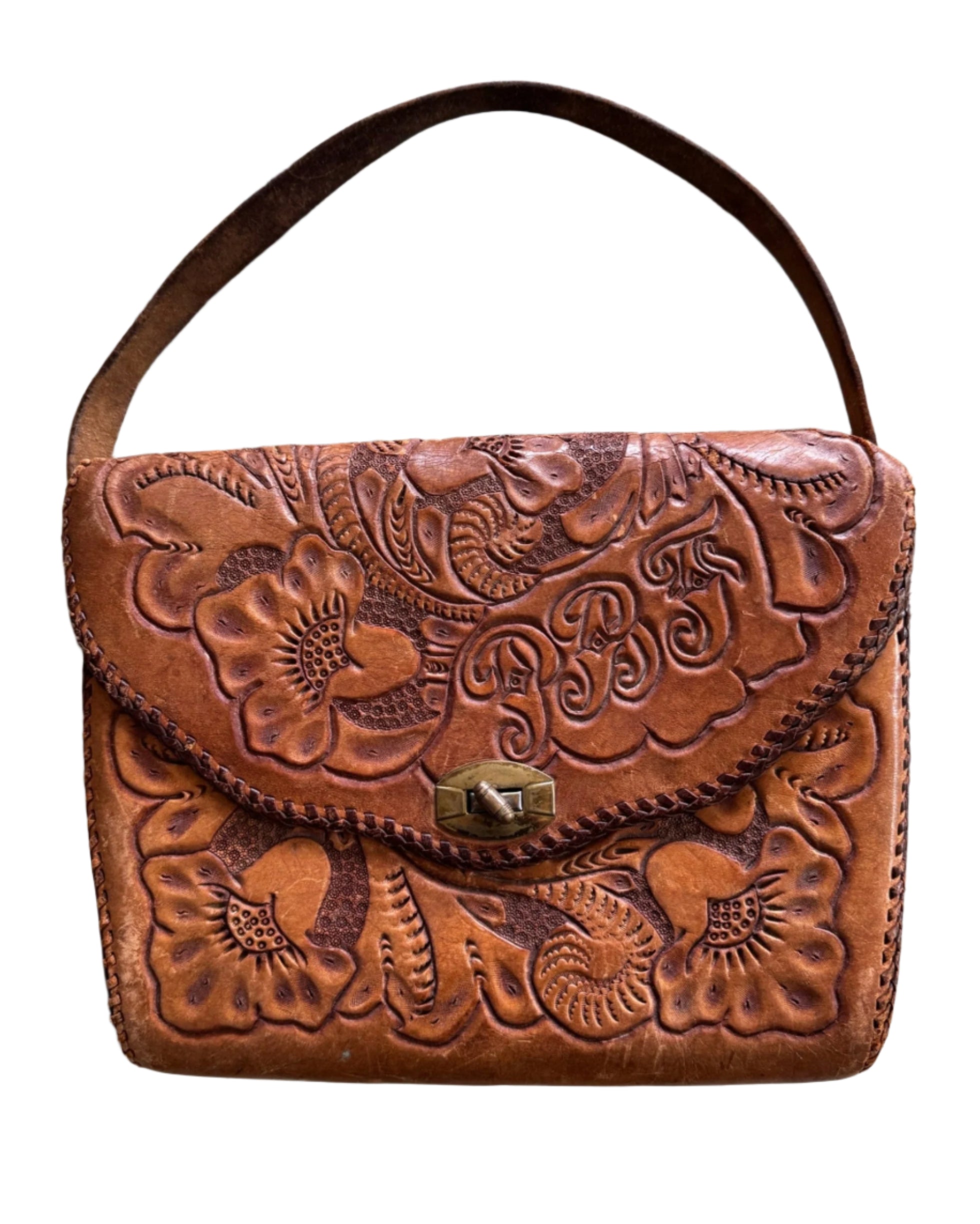 Tooled Leather Western Purse As is front.