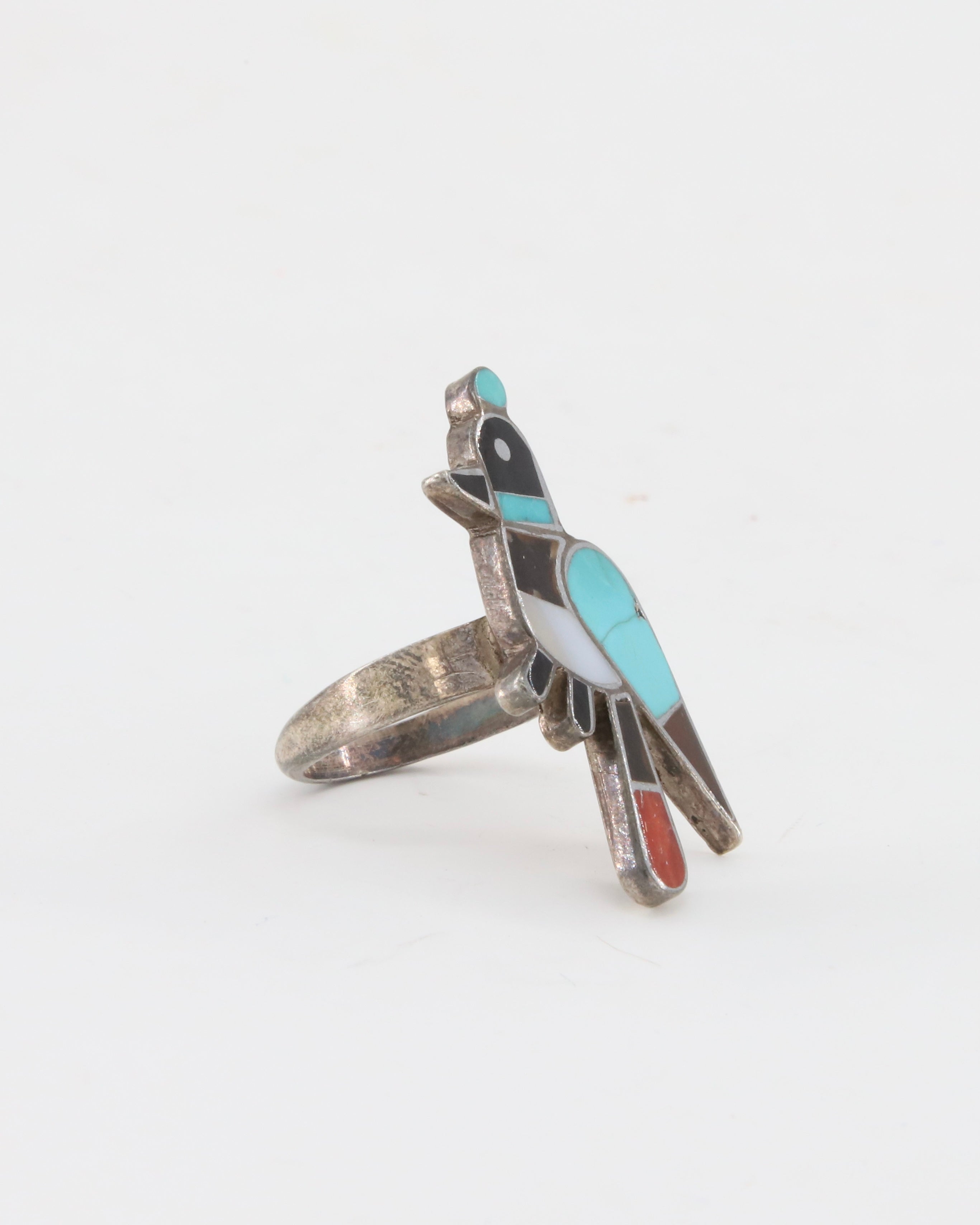 Zuni Inlaid Bird Ring sz 6.5