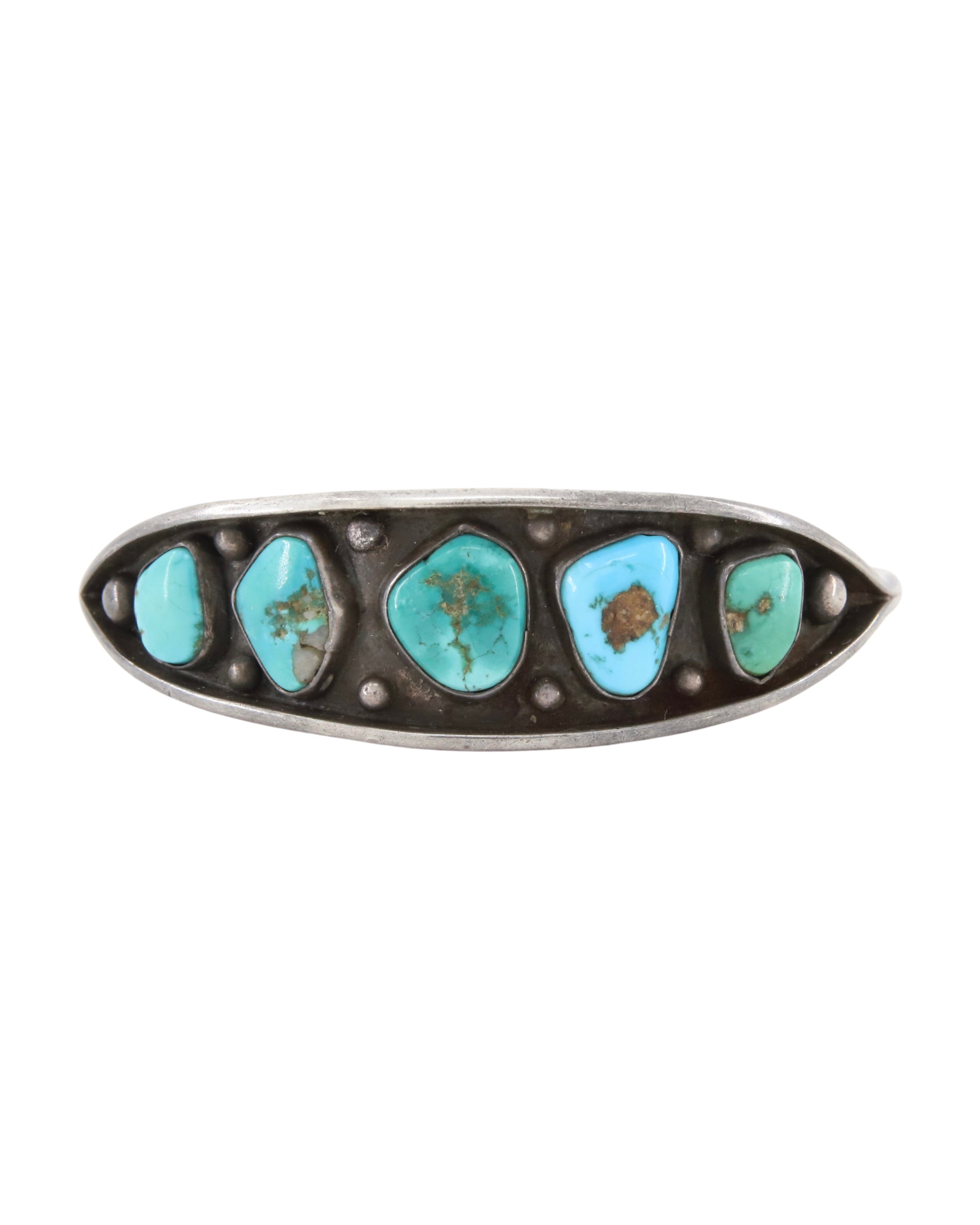 Five Nugget Turquoise Sterling Silver Cuff Bracelet