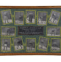 Framed vintage photo collage of the Arena Juvenile hockey team from the 1926-1927 season. The collage features individual black-and-white photographs of twelve players in their uniforms, arranged around a central plaque with the team’s name and season details. The frame is wooden with a green background and each player’s name is displayed beneath their photo.