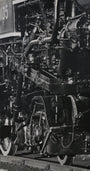 The upclose view of the engine in the 1940s New York Central Locomotive Train #3135 Photograph.