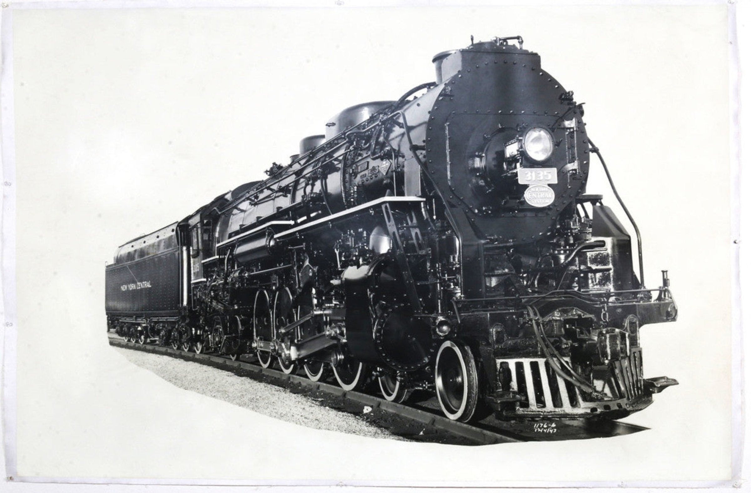 The full view of the 1940s New York Central Locomotive Train #3135 Photograph.