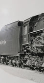 The left view of the 1940s Nickel Plate Road Locomotive Train Engine #757 Black and White Photograph.