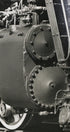 Another zoomed in shot of the engine of the 1940s Nickel Plate Road Locomotive Train Engine #757 Black and White Photograph.
