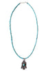 1940s Thunderbird Pendant on Blue Bead Necklace Full view.