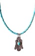 1940s Thunderbird Pendant on Blue Bead Necklace Detail