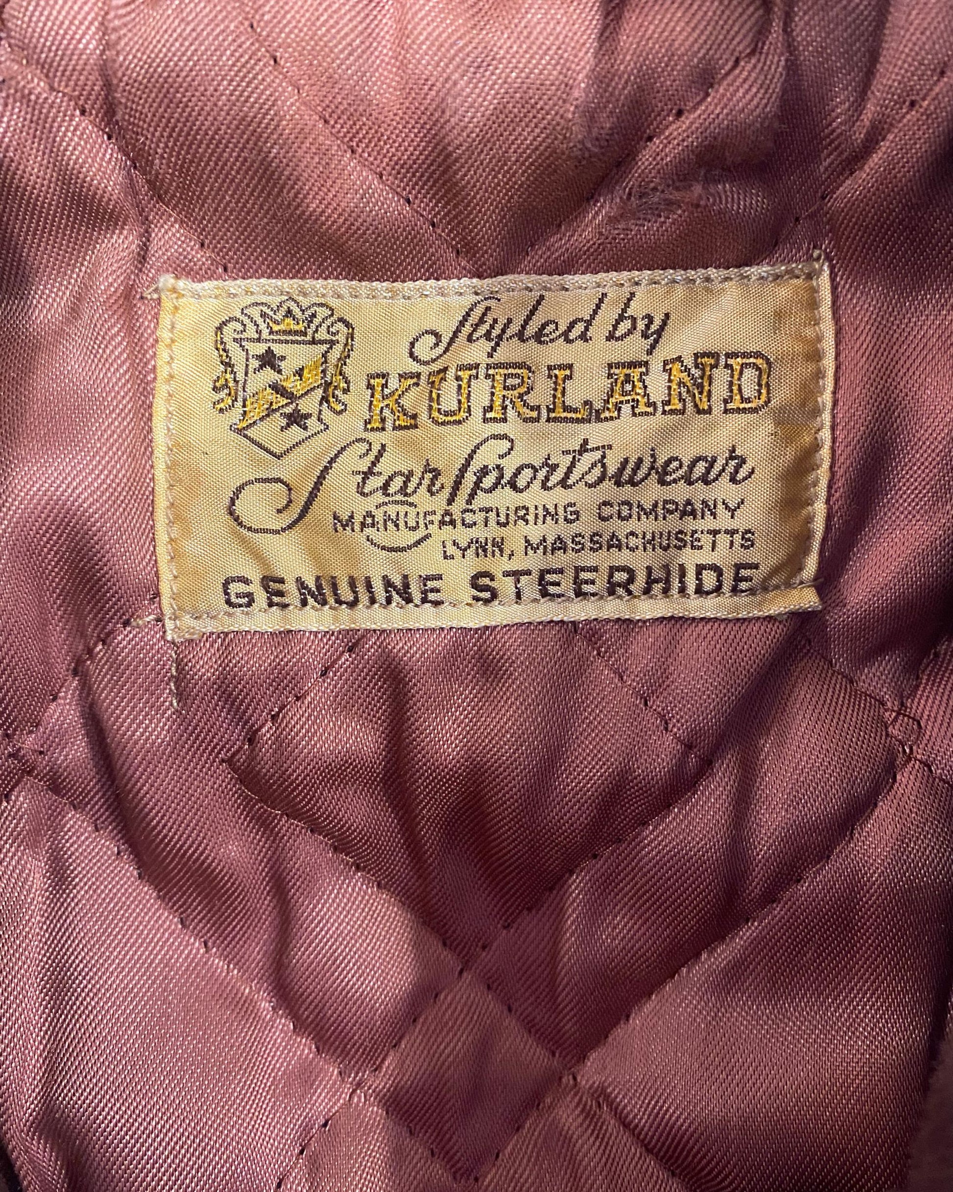 1950s Leather Bomber Flight Jacket – Quilted Lining – Size M – Made in USA