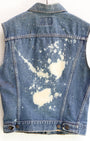 1960s LEVI'S Big E Biker Vest With Original Patches USA
Back showing bleach Stain.