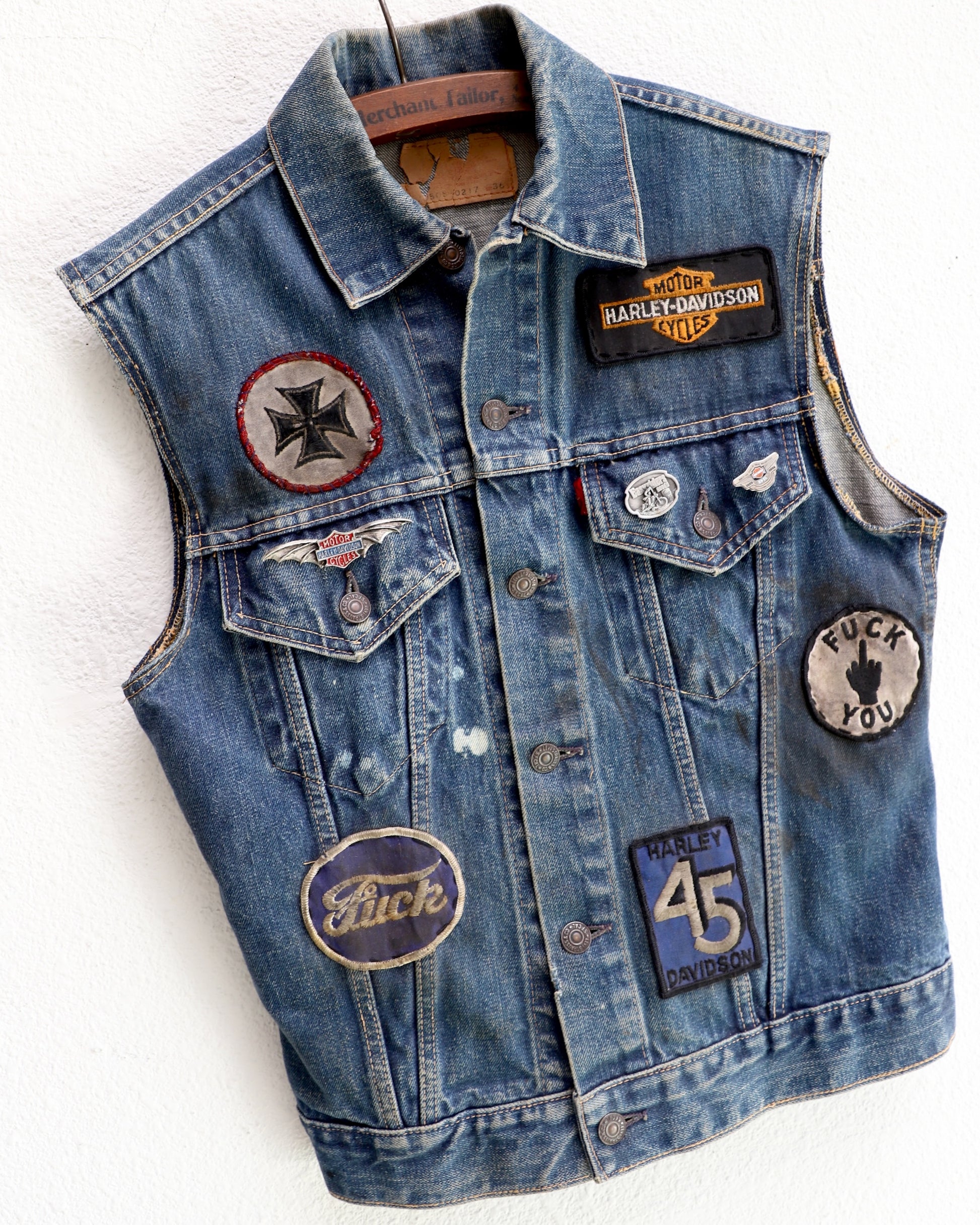 1960s LEVI'S Big E Biker Vest With Original Patches USA
Front