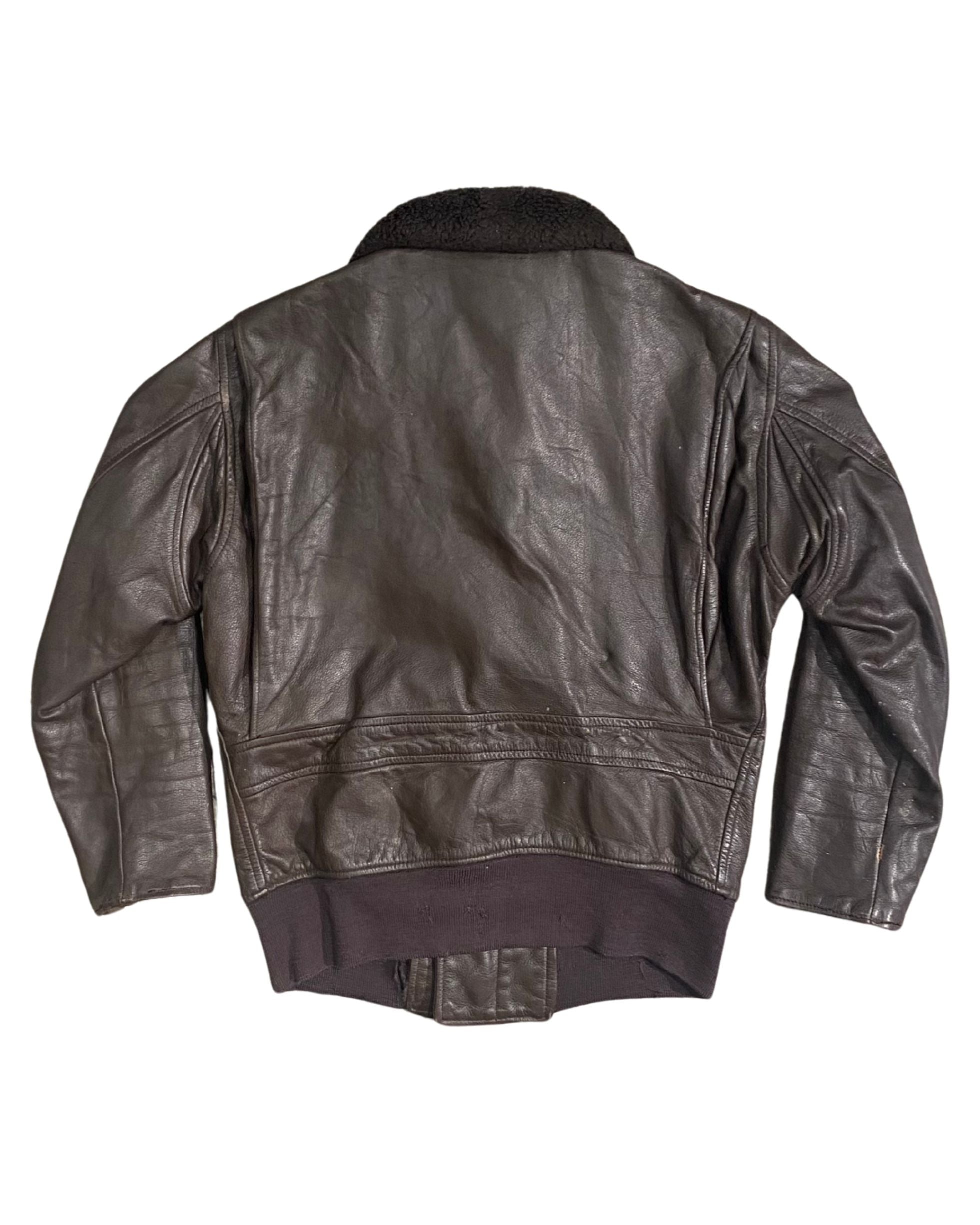 1970s USNA Leather Flight Jacket – Size Small Vintage Military