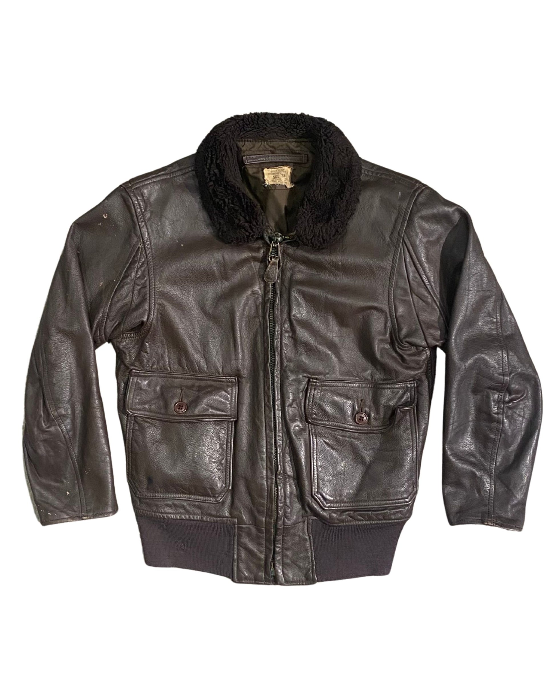 1970s USNA Leather Flight Jacket – Size Small