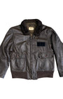 Front view of 1974 USN leather flight jacket.
