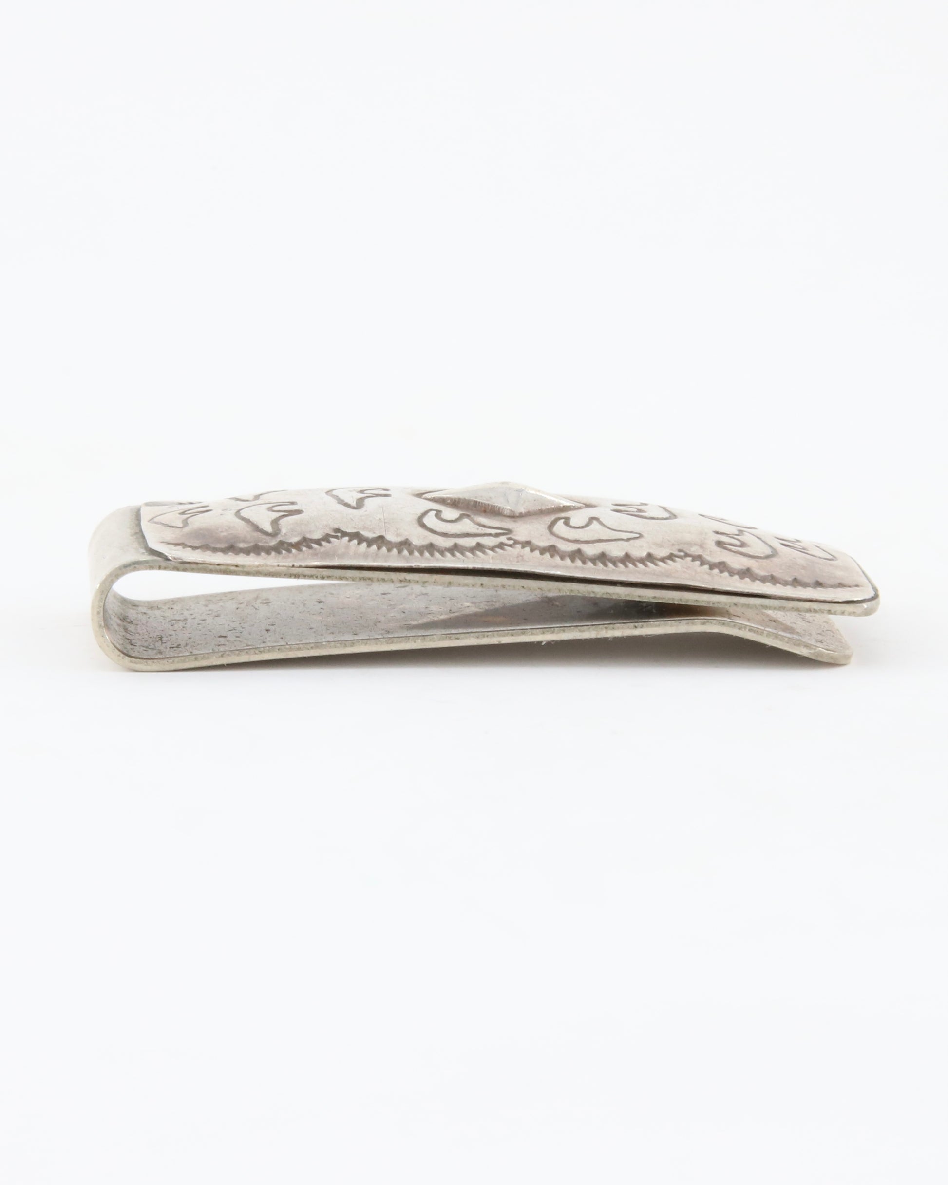 Mother of Pearl Sterling Silver Money Clip w Stamping 1960s