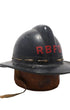 Front view showing red “RBFD” lettering on black fire helmet.