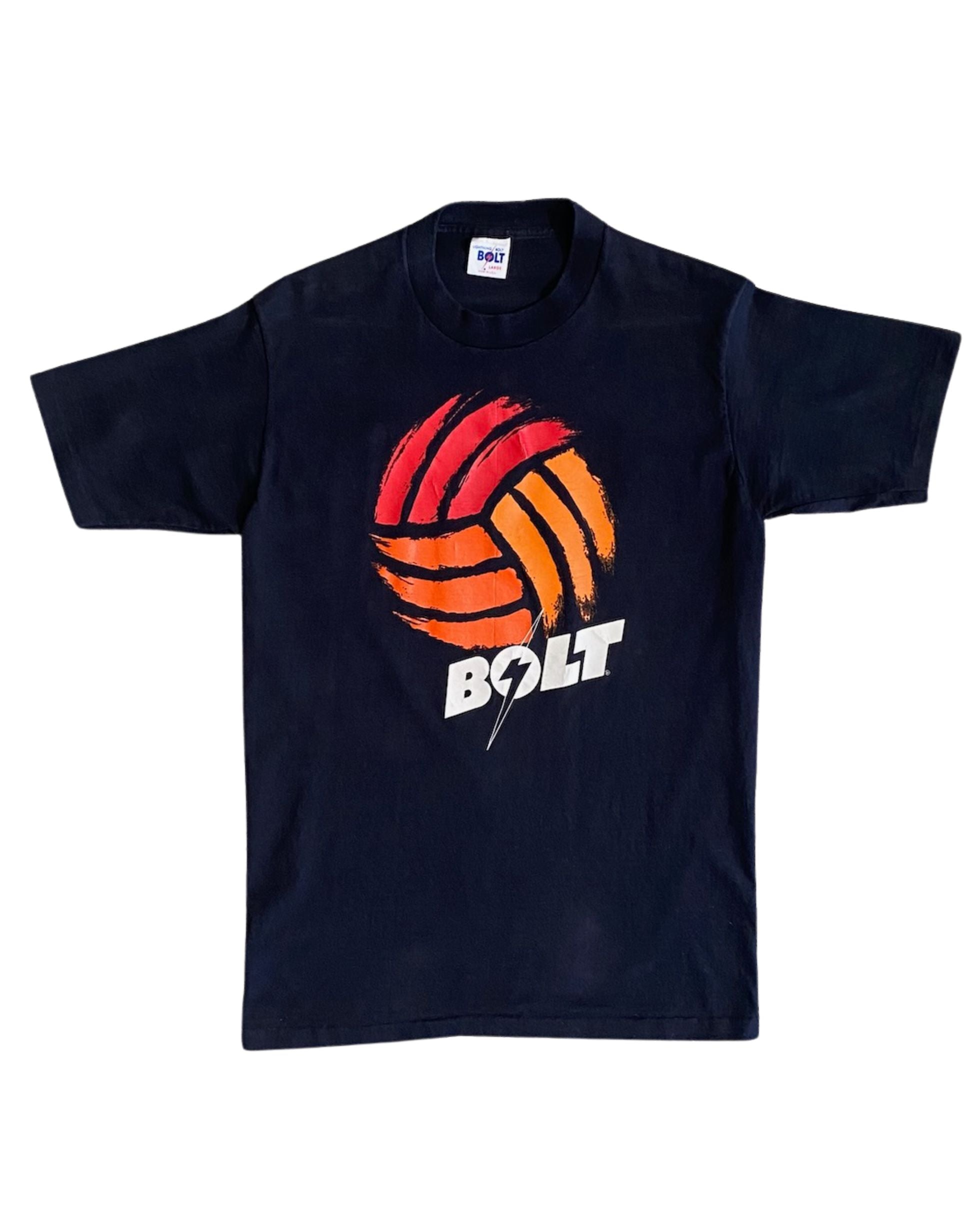Lighting Bolt T-Shirt - Black, Orange, Red 1990s USA - Large