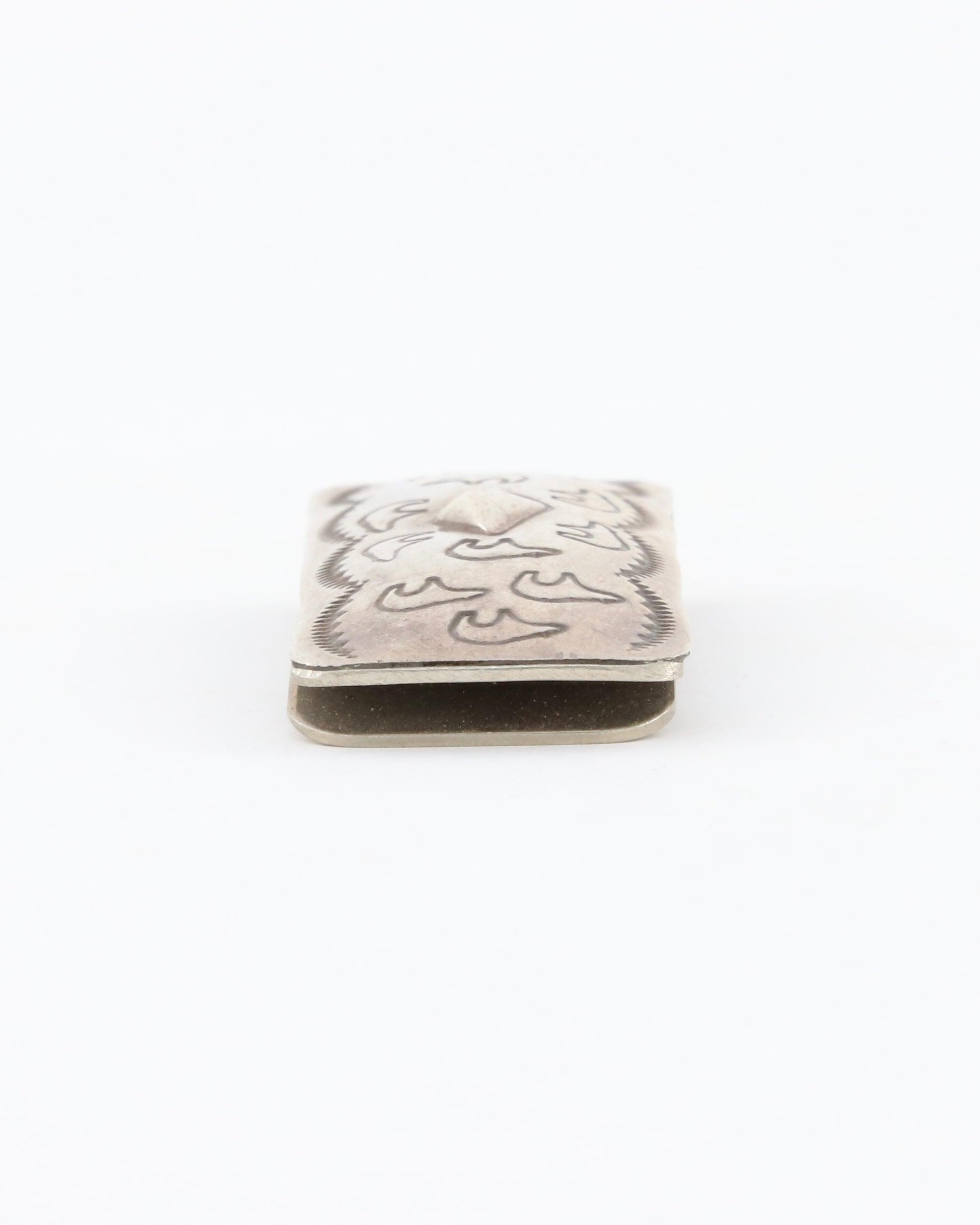 Mother of Pearl Sterling Silver Money Clip w Stamping 1960s