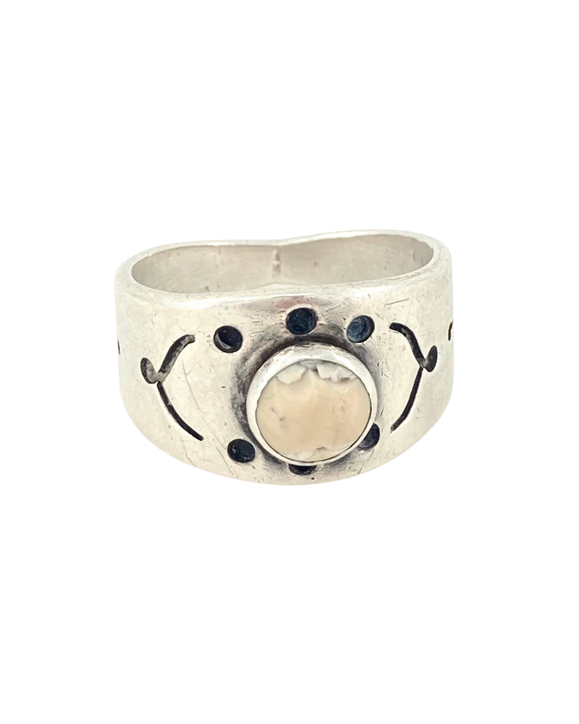 Magnesite 925 Ring w Oceanic Design sz 11.5
