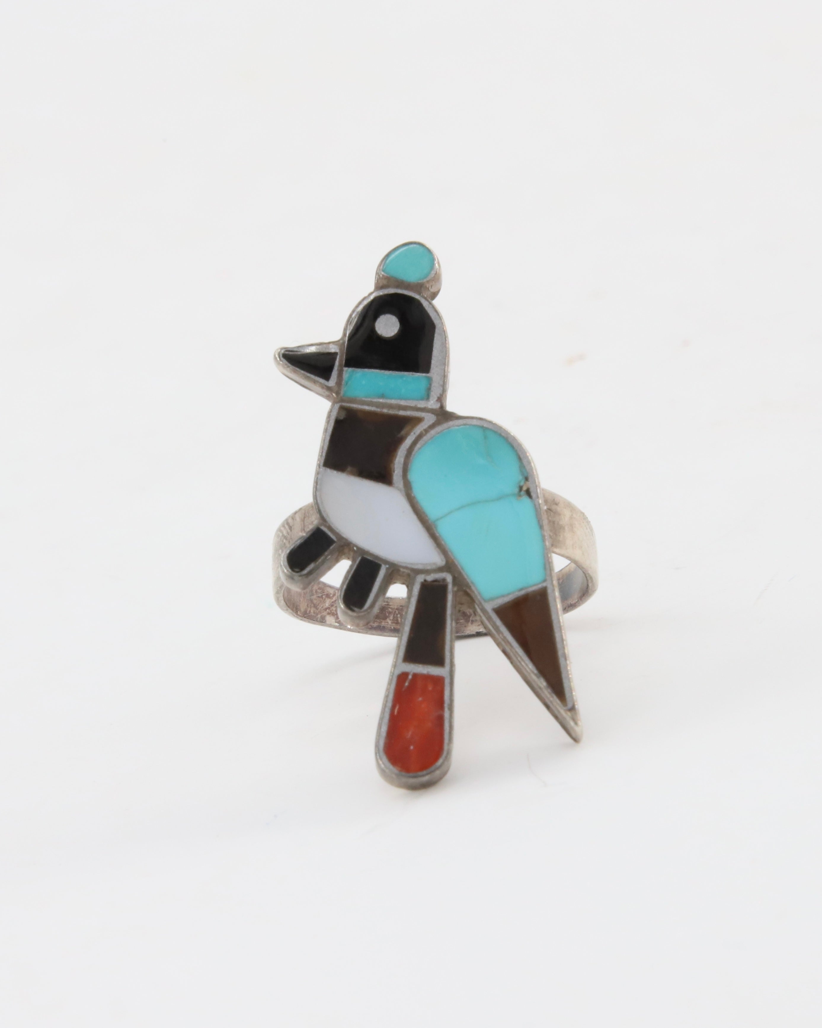 Zuni Inlaid Bird Ring sz 6.5