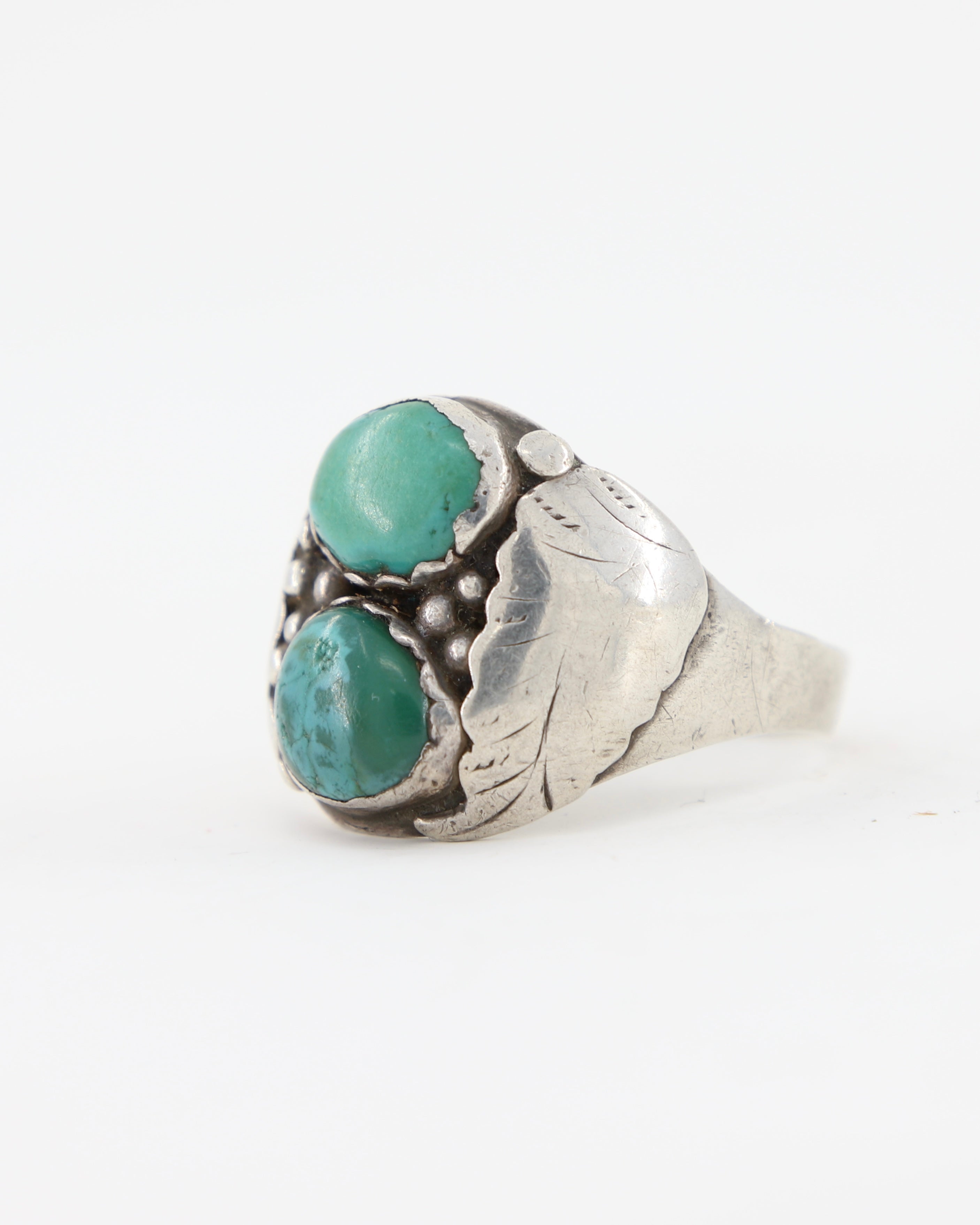 Vintage Sterling Silver Turquoise Ring (Size 12)