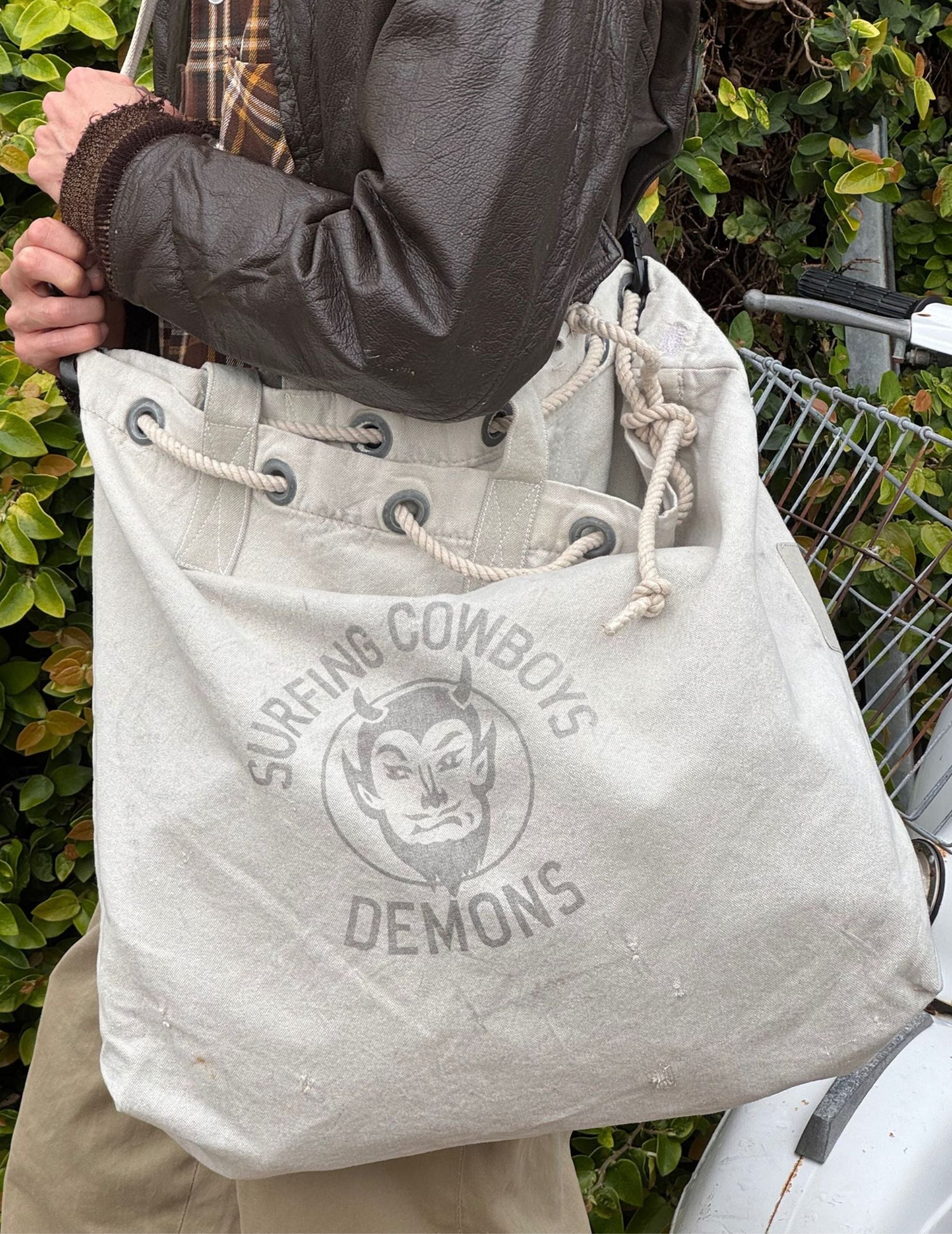 Surfing Cowboys Limited Edition - Demons Canvas Carry-All Tote – Repurposed Materials – Made in LA