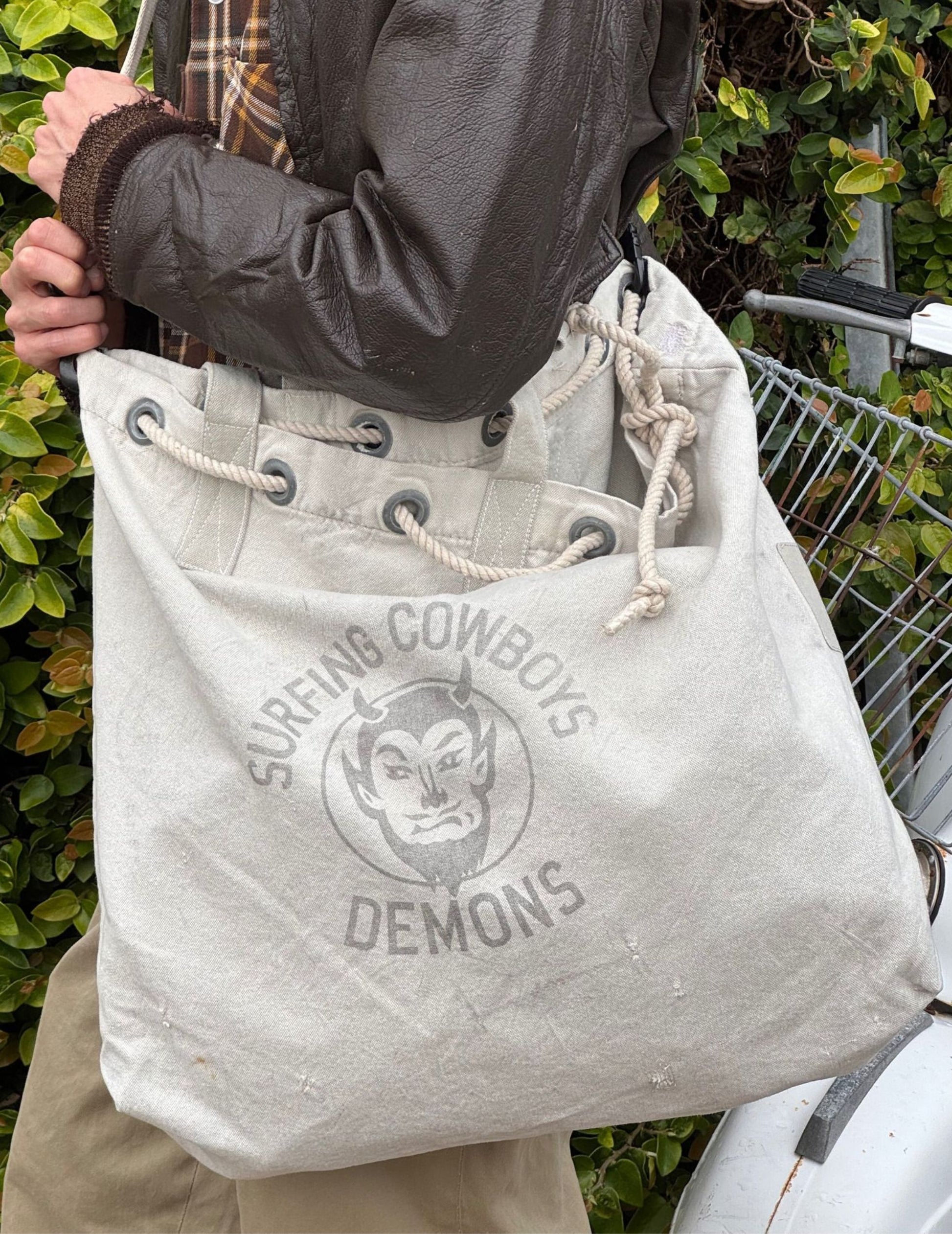 Surfing Cowboys Limited Edition - Demons Canvas Carry-All Tote – Repurposed Materials – Made in LA
