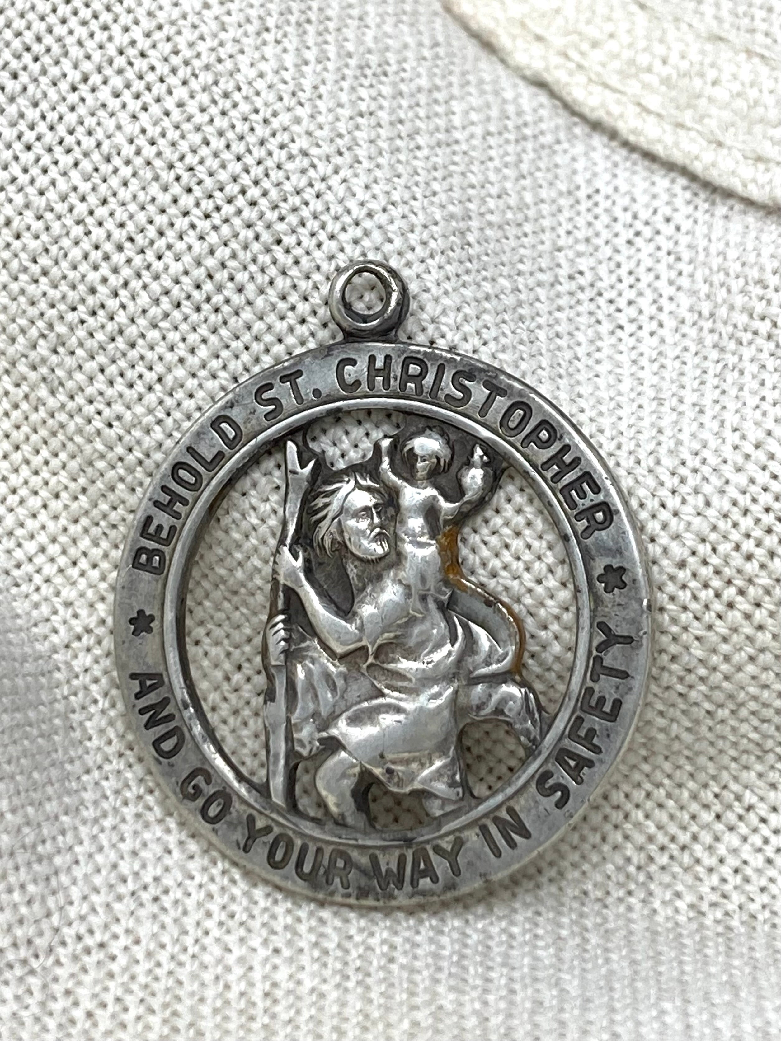 St Christopher Pendant Sterling Silver 1970s