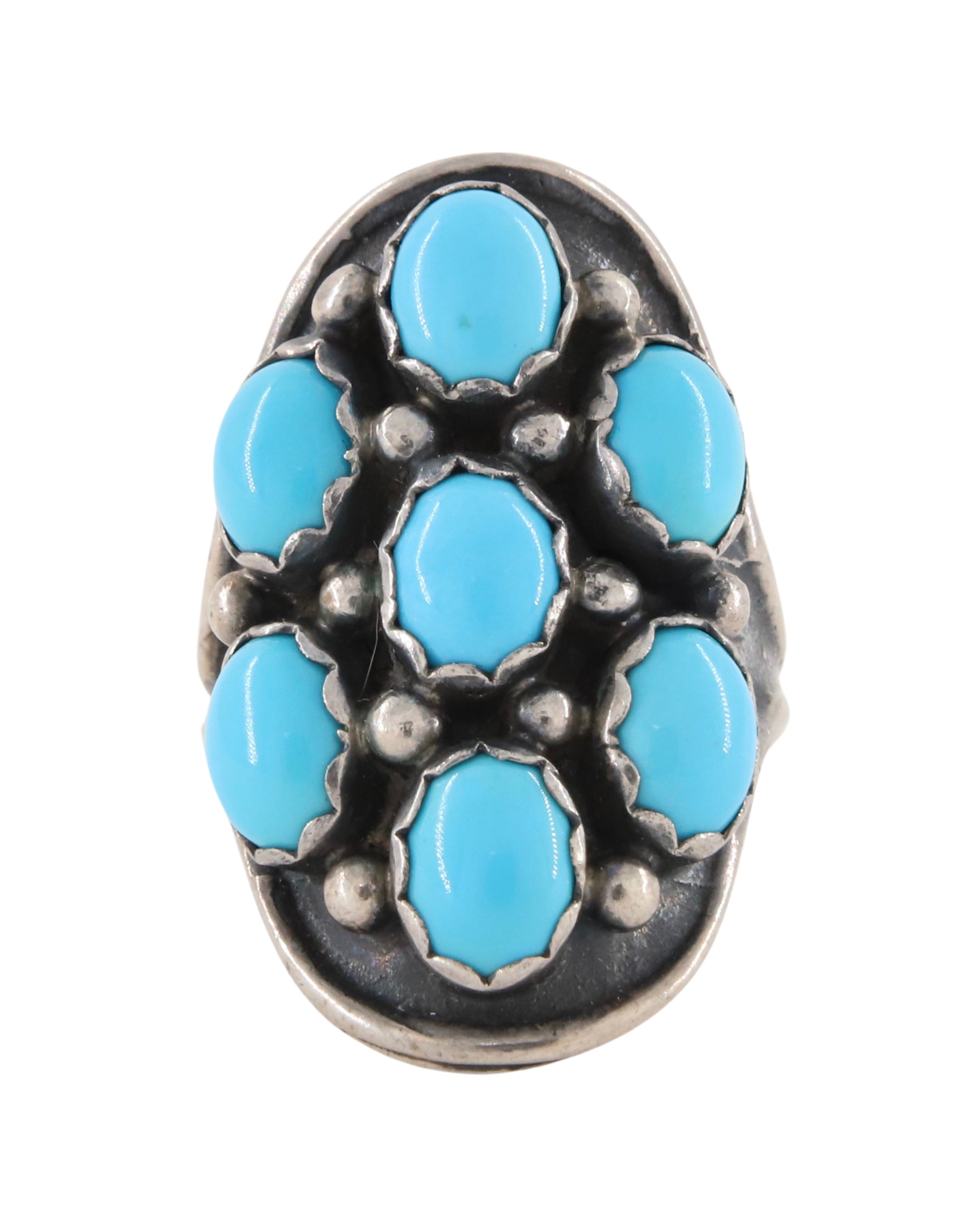 Turquoise Cluster and Sterling Vintage Ring.