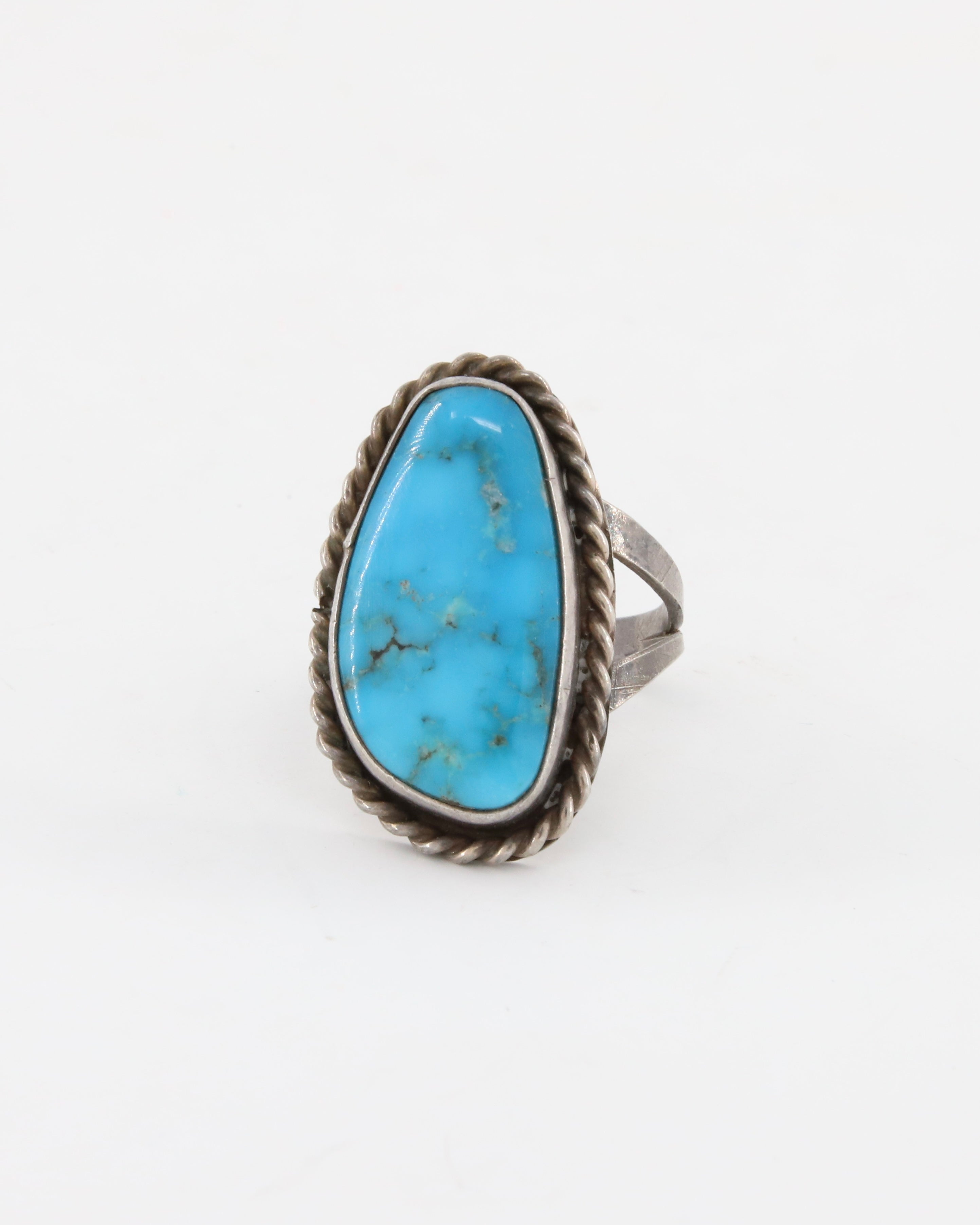 Turquoise + Sterling Silver Ring sz 6.5