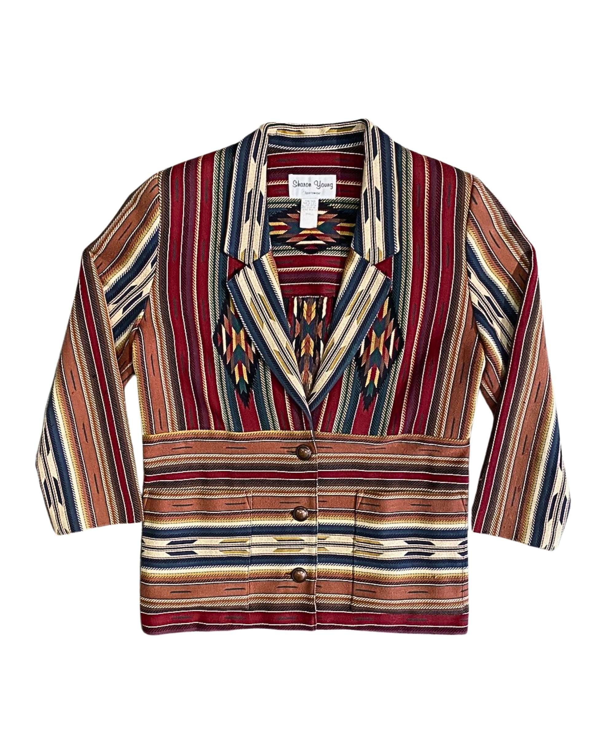 Southwestern Serape Structured Button Jacket 1970s - Small