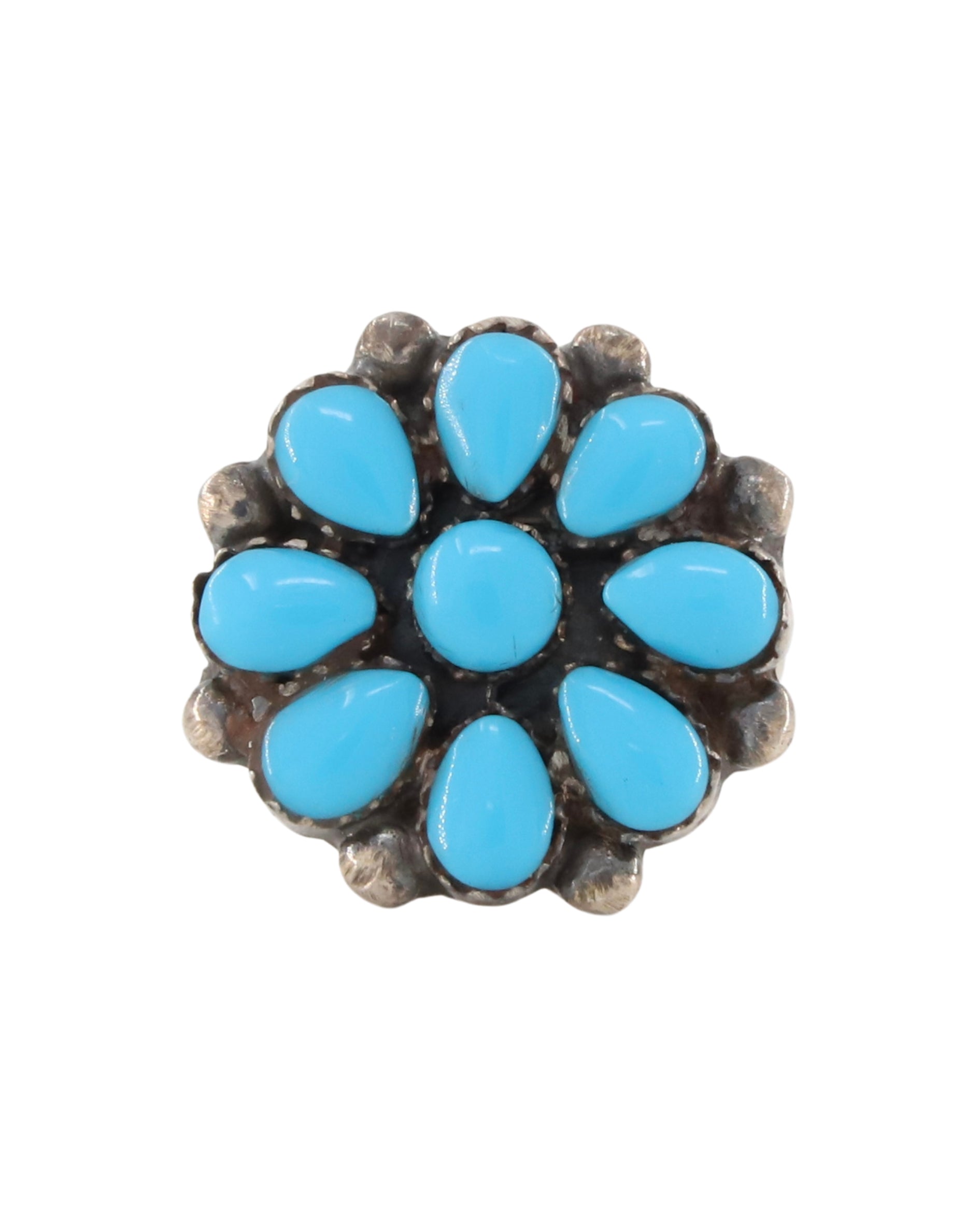 Turquoise + Sterling Cluster Ring sz 6.75