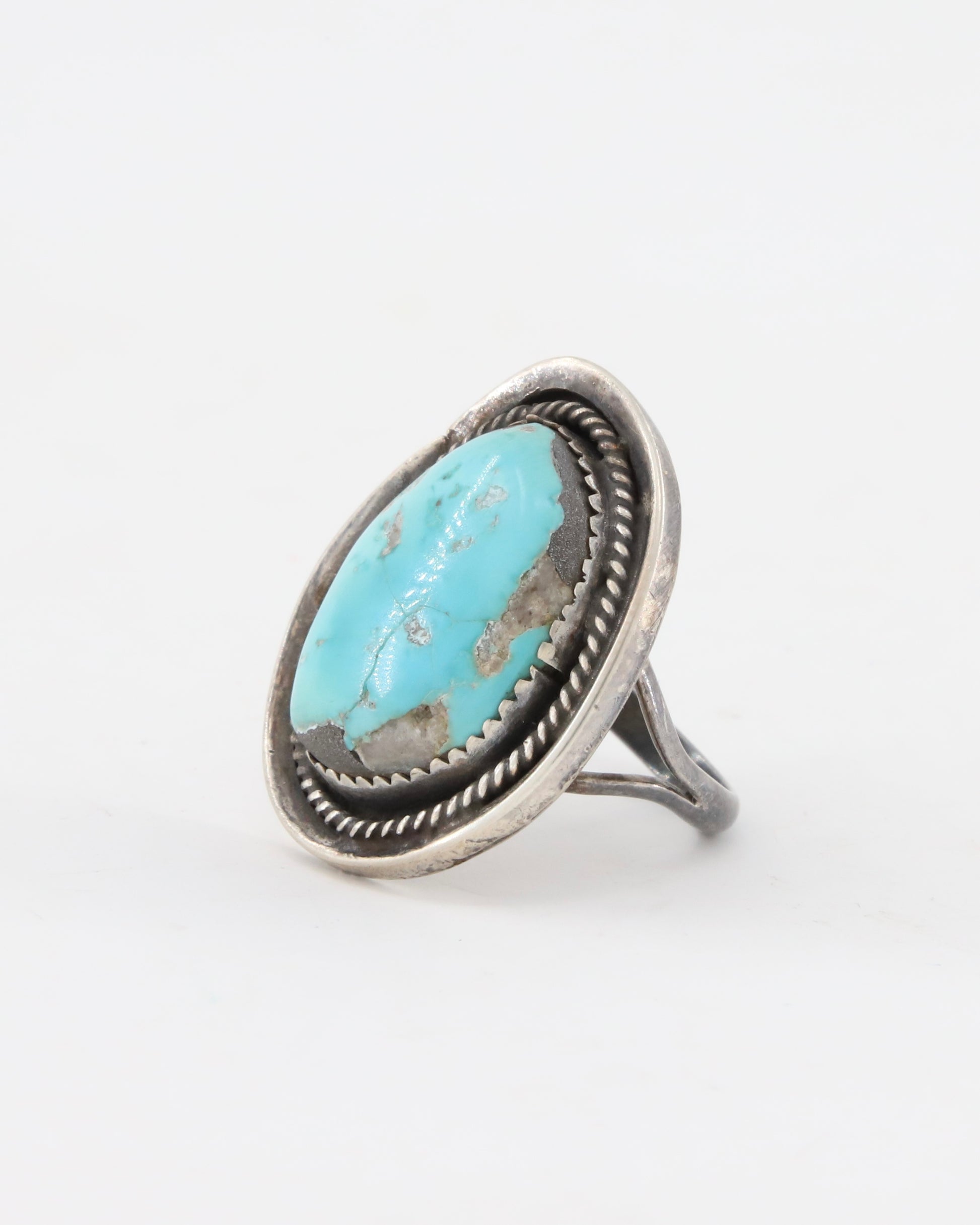 Oval Turquoise + Sterling Silver Vintage Ring