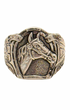 Horse Head Ring Sterling on white background.