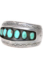 6 Turquoise Stones Sterling Navajo Cuff Bracelet