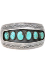 6 Turquoise Stones Sterling Navajo Cuff Bracelet 2