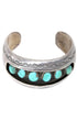 6 Turquoise Stones Sterling Navajo Cuff Bracelet Top View