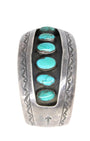6 Turquoise Stones Sterling Navajo Cuff Bracelet Vertical View