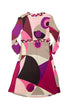 Emilio Pucci 1990s geometric print dress back, pink plum cream long sleeve size 8.